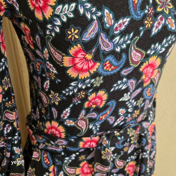 Boden Black Multicolor Floral Paisley Long Sleeve Maxi Dress US 6 - Picture 6 of 9